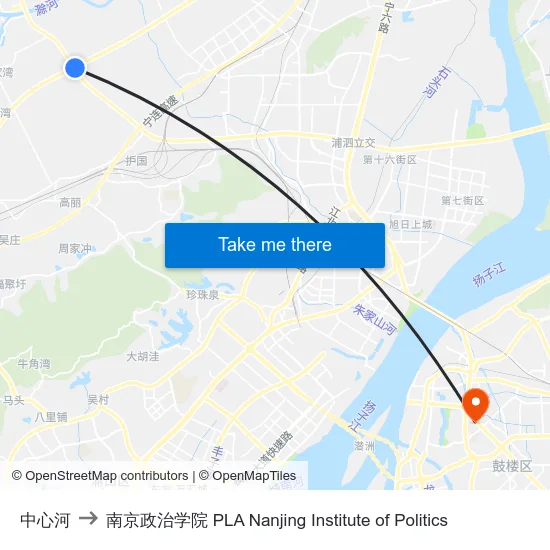 中心河 to 南京政治学院 PLA Nanjing Institute of Politics map