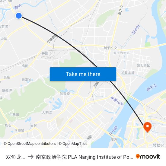 双鱼龙庄 to 南京政治学院 PLA Nanjing Institute of Politics map