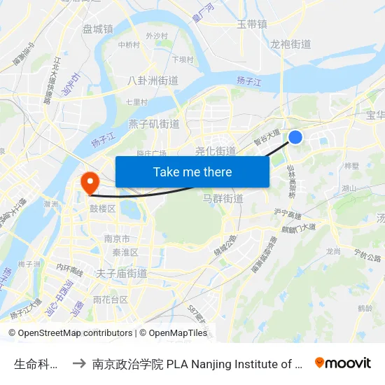 生命科技园 to 南京政治学院 PLA Nanjing Institute of Politics map