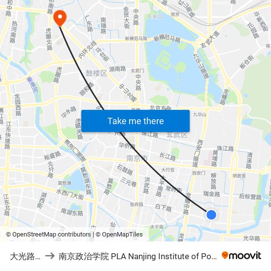 大光路北 to 南京政治学院 PLA Nanjing Institute of Politics map