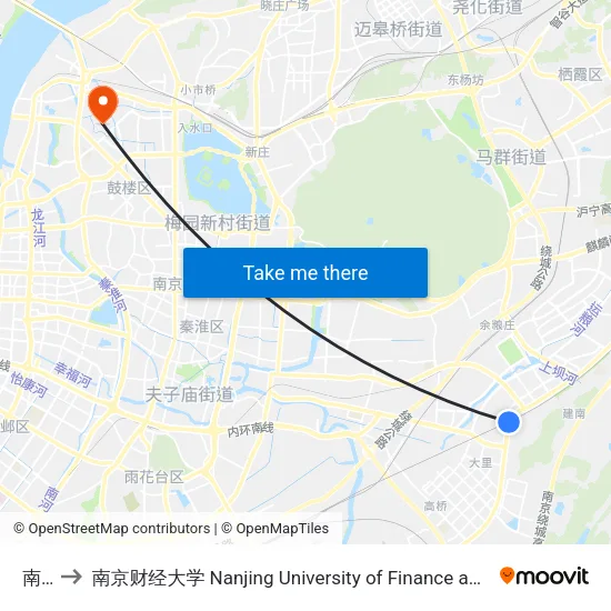 南庄 to 南京财经大学 Nanjing University of Finance and Economics map