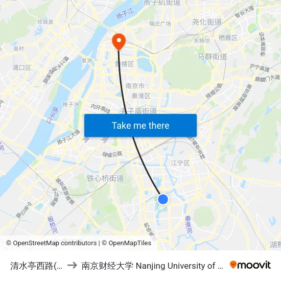 清水亭西路(双龙大道) to 南京财经大学 Nanjing University of Finance and Economics map
