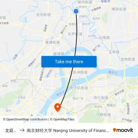 龙庭世家 to 南京财经大学 Nanjing University of Finance and Economics map
