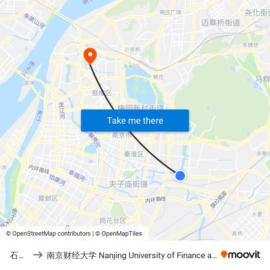 石门坎 to 南京财经大学 Nanjing University of Finance and Economics map