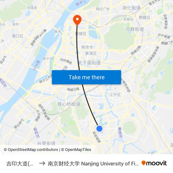 吉印大道(苏源大道) to 南京财经大学 Nanjing University of Finance and Economics map