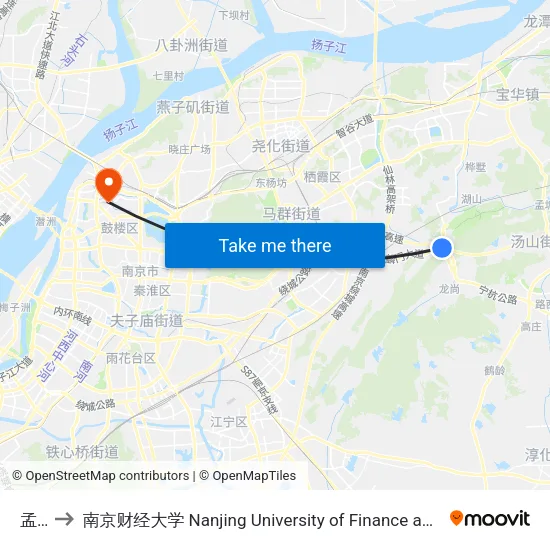 孟北 to 南京财经大学 Nanjing University of Finance and Economics map