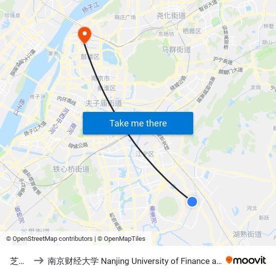 芝兰路 to 南京财经大学 Nanjing University of Finance and Economics map