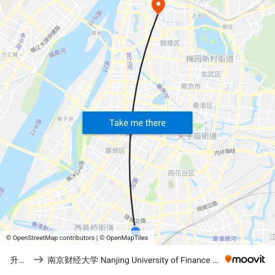 升景坊 to 南京财经大学 Nanjing University of Finance and Economics map