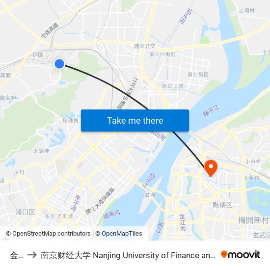 金冲 to 南京财经大学 Nanjing University of Finance and Economics map