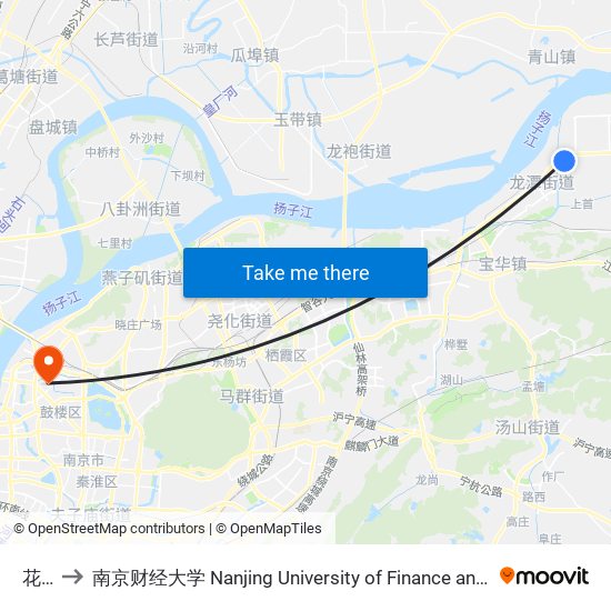 花园 to 南京财经大学 Nanjing University of Finance and Economics map