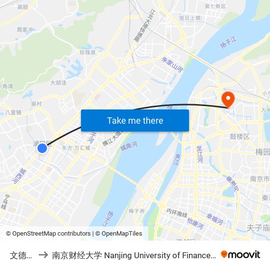 文德东路 to 南京财经大学 Nanjing University of Finance and Economics map