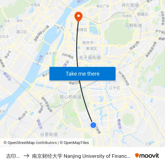 吉印大道 to 南京财经大学 Nanjing University of Finance and Economics map
