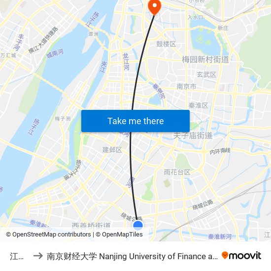 江泉路 to 南京财经大学 Nanjing University of Finance and Economics map