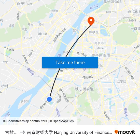 古雄隧道 to 南京财经大学 Nanjing University of Finance and Economics map