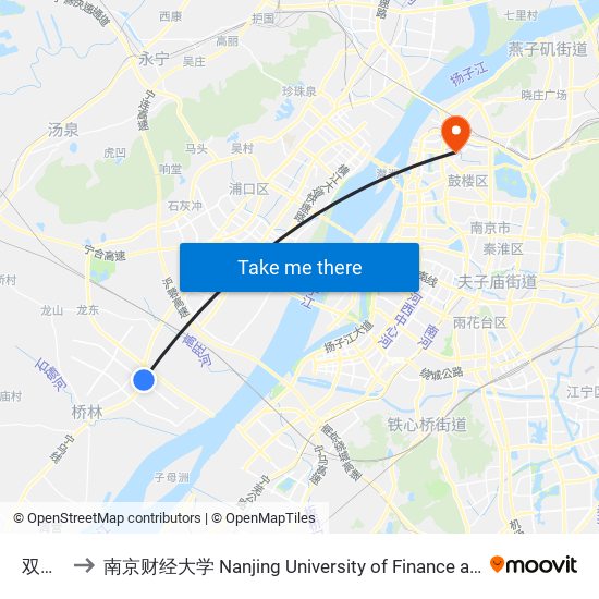 双峰路 to 南京财经大学 Nanjing University of Finance and Economics map