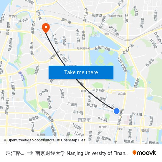 珠江路·小营 to 南京财经大学 Nanjing University of Finance and Economics map