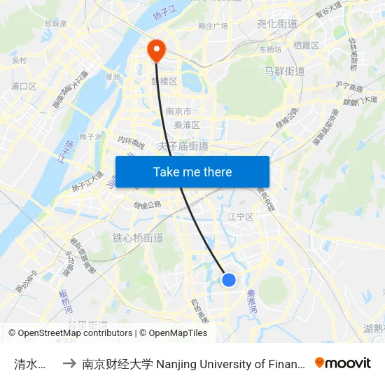 清水亭小学 to 南京财经大学 Nanjing University of Finance and Economics map