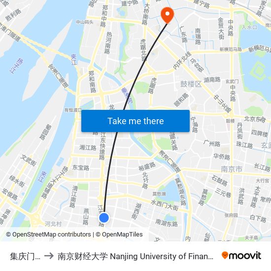 集庆门大街 to 南京财经大学 Nanjing University of Finance and Economics map