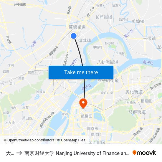 大厂 to 南京财经大学 Nanjing University of Finance and Economics map