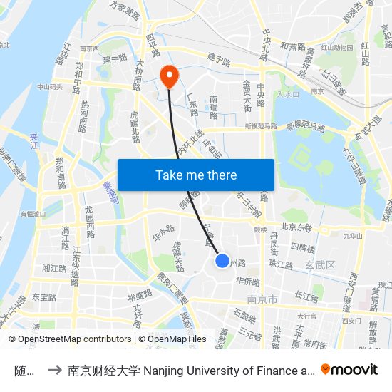 随家仓 to 南京财经大学 Nanjing University of Finance and Economics map