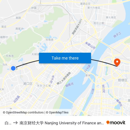 白马 to 南京财经大学 Nanjing University of Finance and Economics map