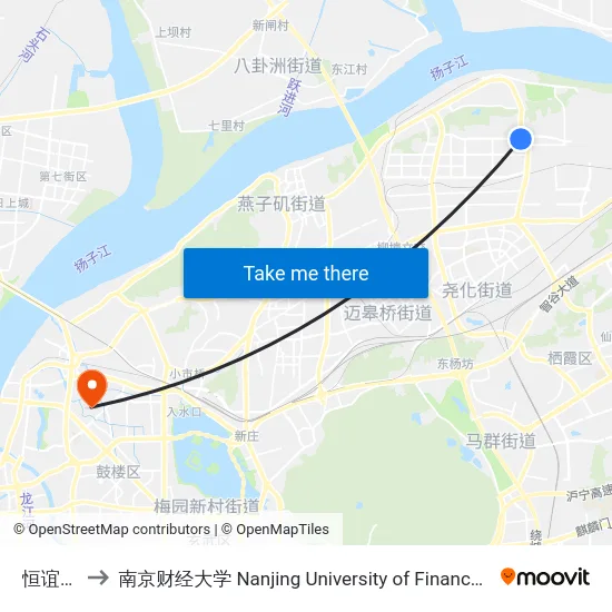 恒谊路东 to 南京财经大学 Nanjing University of Finance and Economics map