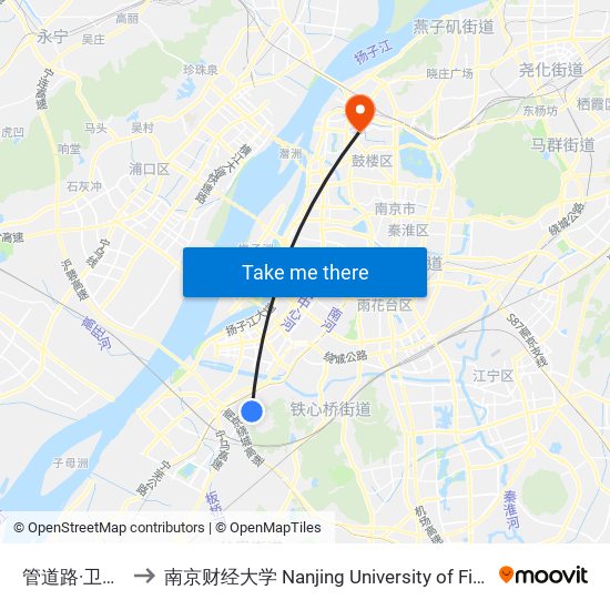 管道路·卫生服务站 to 南京财经大学 Nanjing University of Finance and Economics map