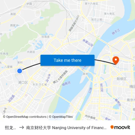 熙龙山院 to 南京财经大学 Nanjing University of Finance and Economics map