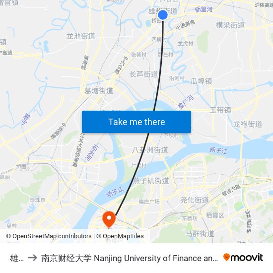 雄州 to 南京财经大学 Nanjing University of Finance and Economics map