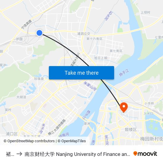 褚营 to 南京财经大学 Nanjing University of Finance and Economics map