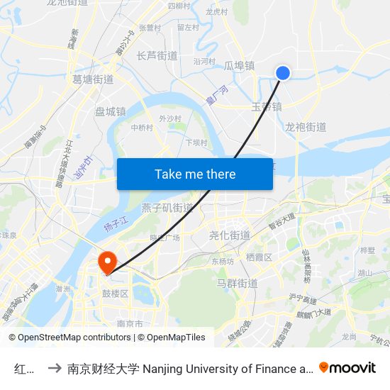 红山窑 to 南京财经大学 Nanjing University of Finance and Economics map