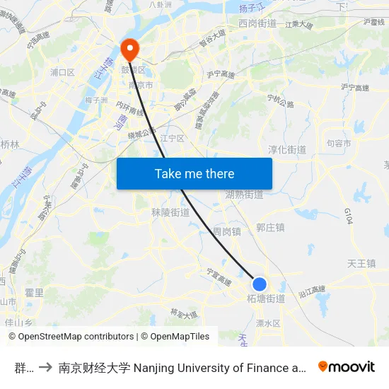 群力 to 南京财经大学 Nanjing University of Finance and Economics map