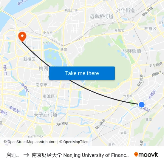 启迪大街 to 南京财经大学 Nanjing University of Finance and Economics map
