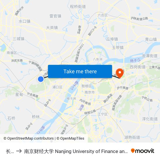 长贡 to 南京财经大学 Nanjing University of Finance and Economics map