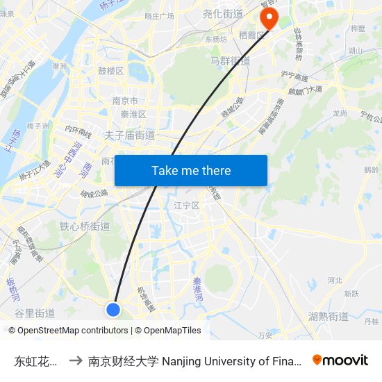 东虹花苑西苑 to 南京财经大学 Nanjing University of Finance and Economics map