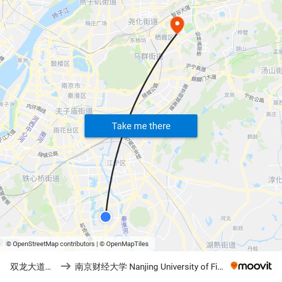 双龙大道吉印大道 to 南京财经大学 Nanjing University of Finance and Economics map