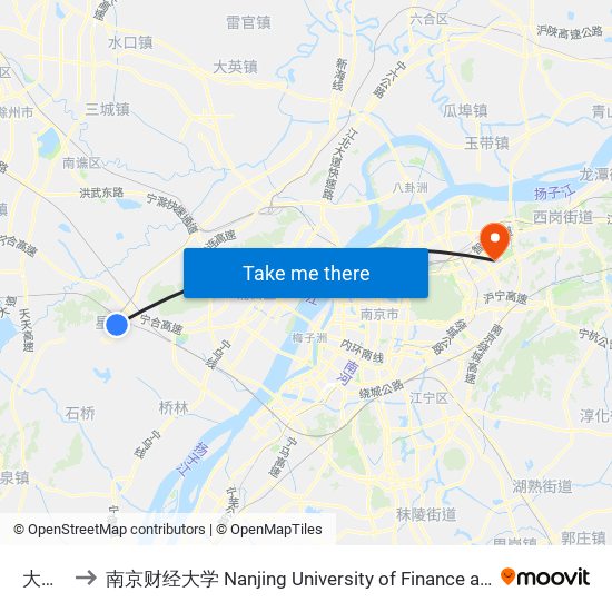 大河村 to 南京财经大学 Nanjing University of Finance and Economics map