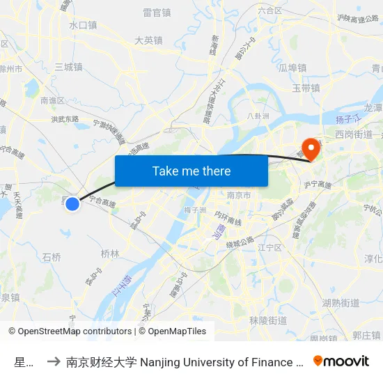星甸街 to 南京财经大学 Nanjing University of Finance and Economics map