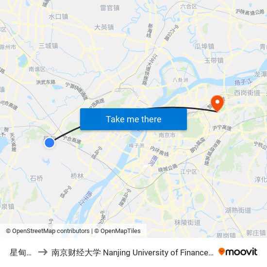 星甸街西 to 南京财经大学 Nanjing University of Finance and Economics map