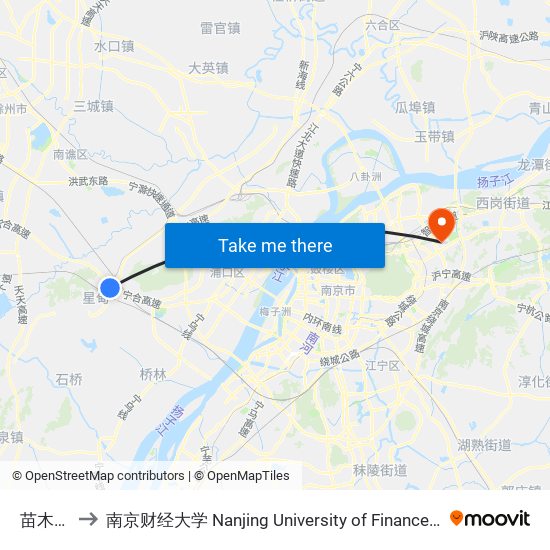 苗木市场 to 南京财经大学 Nanjing University of Finance and Economics map
