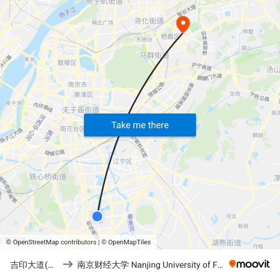 吉印大道(苏源大道) to 南京财经大学 Nanjing University of Finance and Economics map