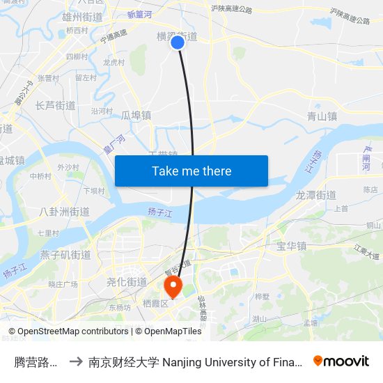 腾营路山东路 to 南京财经大学 Nanjing University of Finance and Economics map