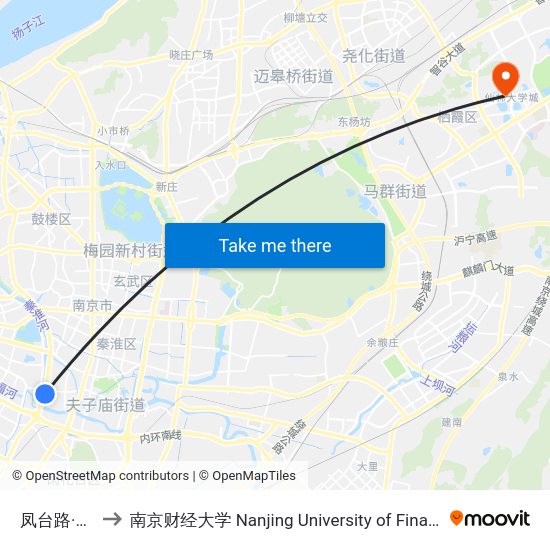 凤台路·集庆门 to 南京财经大学 Nanjing University of Finance and Economics map