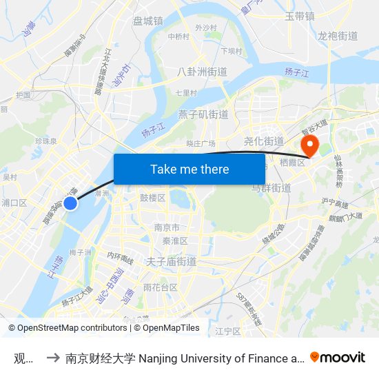 观江台 to 南京财经大学 Nanjing University of Finance and Economics map