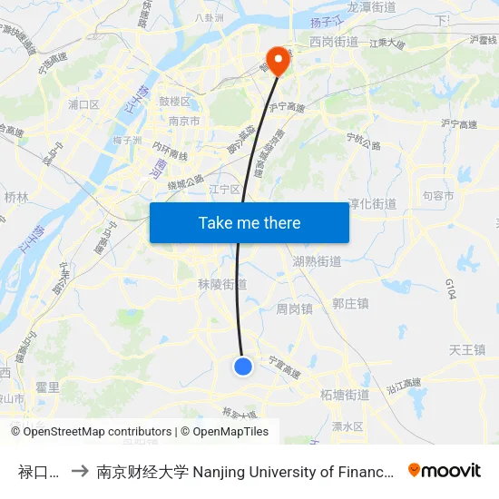 禄口机场 to 南京财经大学 Nanjing University of Finance and Economics map