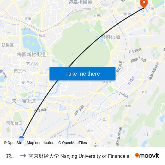 花神庙 to 南京财经大学 Nanjing University of Finance and Economics map