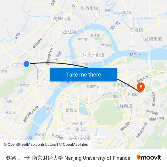 铁路林厂 to 南京财经大学 Nanjing University of Finance and Economics map