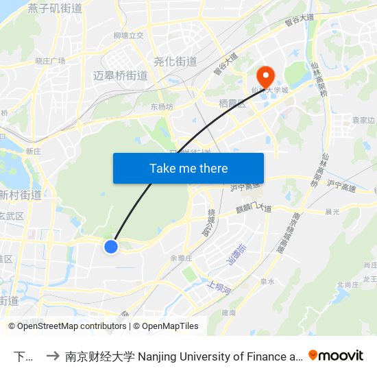 下马坊 to 南京财经大学 Nanjing University of Finance and Economics map
