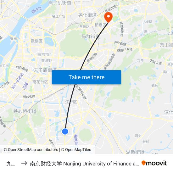 九竹路 to 南京财经大学 Nanjing University of Finance and Economics map
