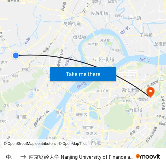 中心河 to 南京财经大学 Nanjing University of Finance and Economics map